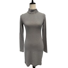 Anthropologie Black / White Stripe Bodycon Dress - Size Small