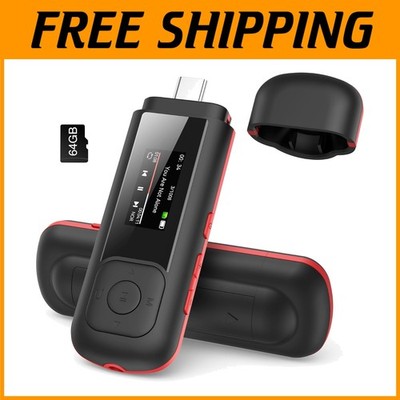 64GB USB C MP3 Player, Replaceable AAA Battery, FM Radio/-