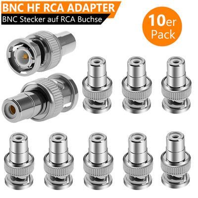 10x BNC Stecker auf Cinch Buchse Kupplung RCA HF Adapter TV Video CCTV Kamera CB