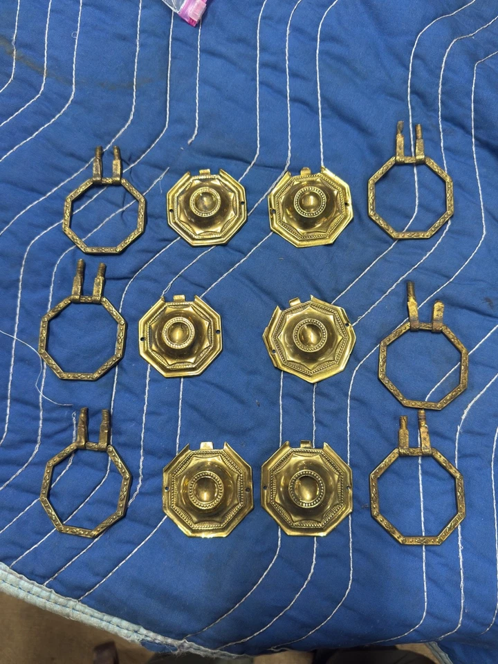 antiguo anillo octágono tira bronce 1810 hepplwhite federal George French conjunto 6 Foto 2 de 4