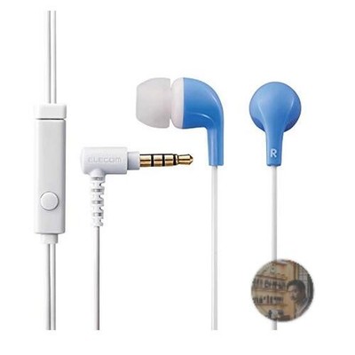 ELECOM EHP-CN300MBU In-Ear Stereo Headphones w/Mic Blue 10mm Driver New