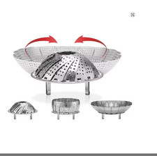Adjustable Steam Vegetable Basket Folding Steamer Stainless Steel Tray Mesh Cook