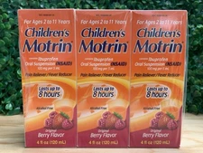 Children’s Motrin Fever Reducer 4 Oz Berry Flavored 3 Pack Sealed Exp 2/27