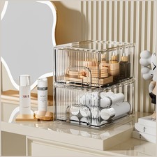 2 Pack Clear Stackable Cosmetic Organizer, Acrylic Drawer, Plastic Organizer ...
