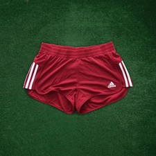 Adidas Women's 3-Stripes Climalite Red Training Running Knit Shorts DN0543