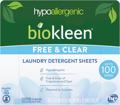 Laundry Detergent Sheets - Dye & Fragrance Free, Hypoallergenic, Enzymatic Clean