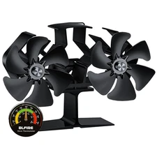 Wood Stove Fan Heat Powered Dual Motor | Non Heat Activated Fan for Wood Burn...