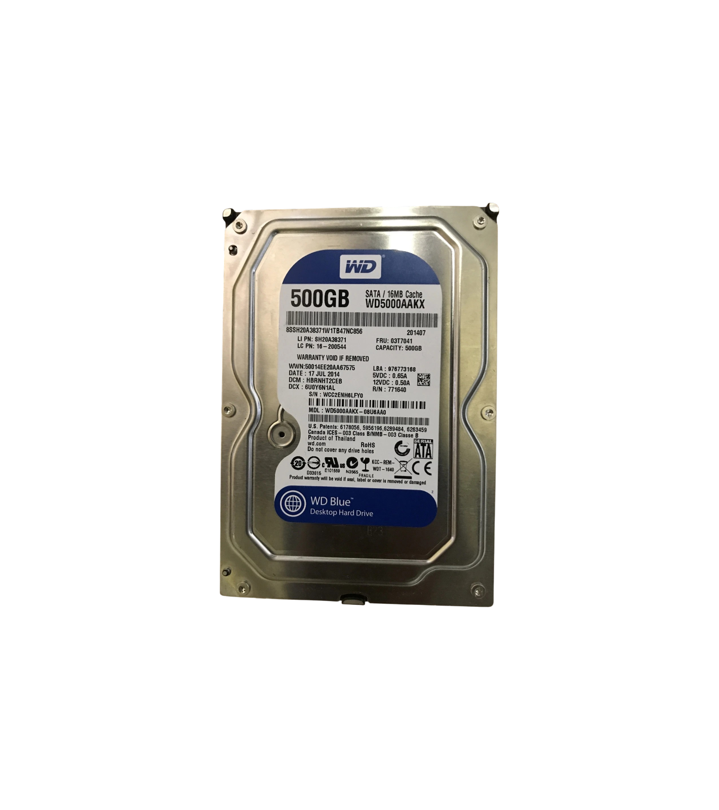 Western Digital Caviar Blue WD5000AAKX-001CA0 500GB 3.5"" Desktop Hard Drive SATA