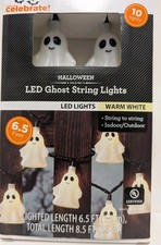 Way To Celebrate LED ghost string lights 10 lights Halloween Indoor/Outdoor New