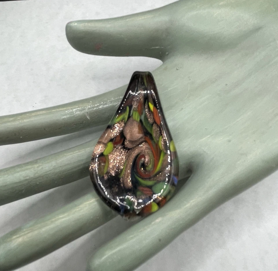 Винтажный художественное стекло теплый коричневый тона подвеска лот, осени цвет подвески, художественное стекло - Изображение 4 из 4