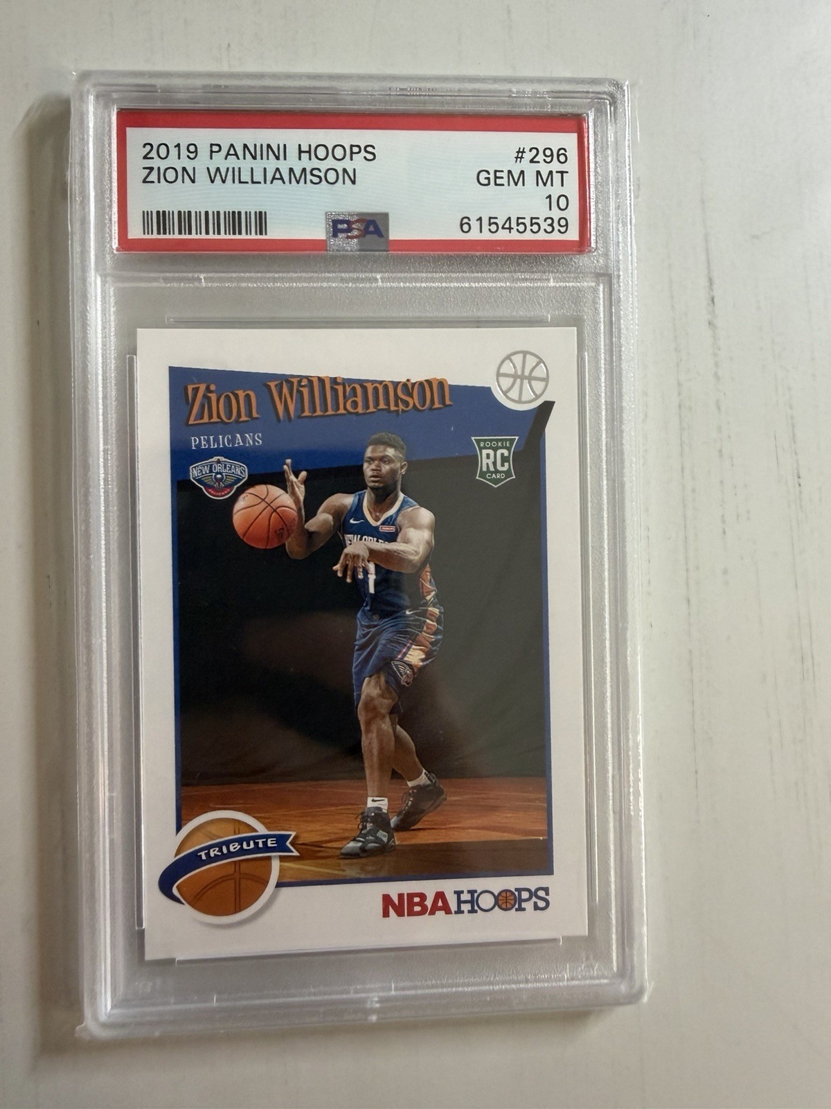 Panini 2019-20 NBA Hoops Tribute Zion Williamson #296 Rookie PSA 10