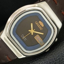 VINTAGE ORIENT CRYSTAL AUTOMATIC 46941 JAPAN MENS BROWN DIAL WATCH a704862-1