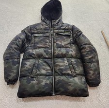 IXTREME OUTFITTERS GREEN CAMOUFLAGE PUFFER HOODED JACKET BOYS SIZE Large