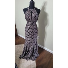 Morgan & Co Slvr/blk Halter Princess Mermaid Gown Size 2 prom homecoming evening