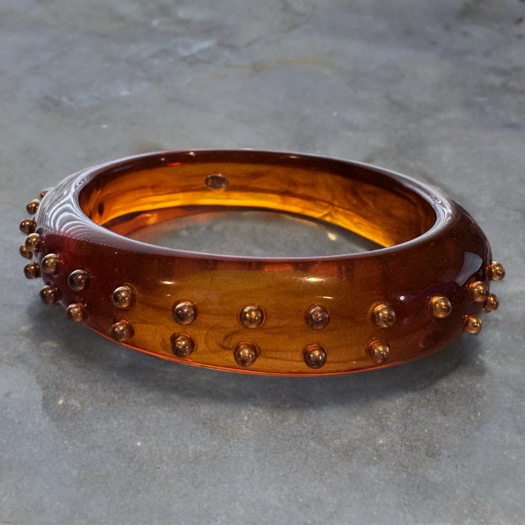 Kenneth Jay Lane KJL Amber Lucite Studded Bangle … - image 2