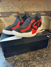 PUMA Rise Nitro Basketball Sneakers Black Red White 379012-06 Low Top