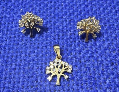 Ohrringe Anhänger 18kt 750 Gelbgold Lebensbaum