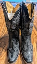 EUC Corral MGI905 Women’s Black Distressed Tooled Leather Western Boots; Sz 6.5M