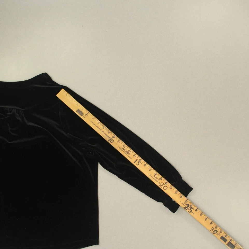 Lands End Women's Velvet/Velour Button-up Shirt Plus Size 2X Black Long Sleeve - Image 4 of 4