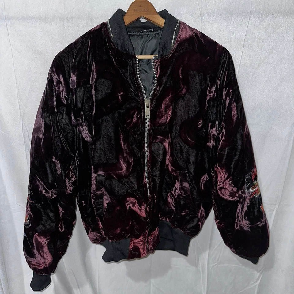 Vintage Far East Tour Okinawa Japan Velvet Insulated Bomber Souvenir Jacket Sz L - Image 2 of 4