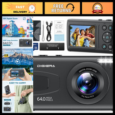 64MP 4K Digital Camera with 18X Zoom, LCD Screen, Vlogging Kit, 32GB SD Card, An