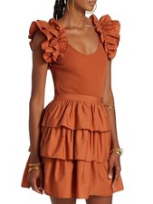 Ulla Johnson Hanna Ruffle Mini Dress Auburn Size XS $390