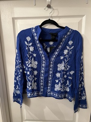 Nordstrom Rack, Forgotten Grace Floral Embroidered Button-Up Shirt - Small - NWT