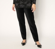 Susan Graver Weekend Petite Knit Corduroy Straight Leg Pant Black S New