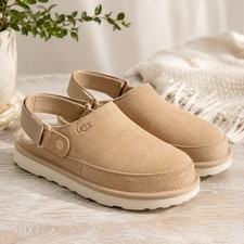 UGG Goldenstar Clog Sand Beige Suede Slingbac...
