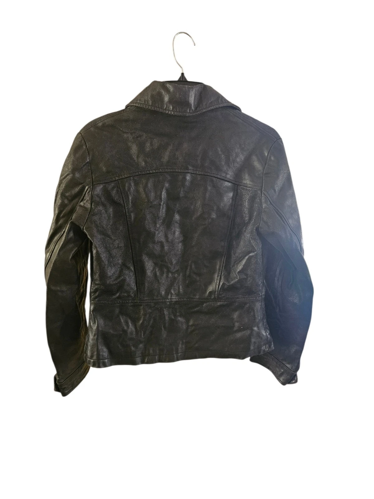 Vintage Guess Genuine Leather Black Motorcycle Jacket Women's S. Front Pockets - product detail image 3