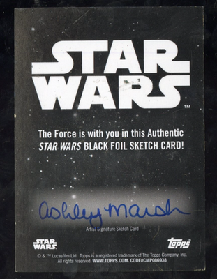 2025 Topps Chrome Star Wars Black Foil Sketch 1/1 Zorii Bliss by