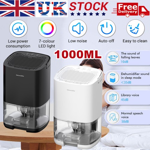Electric Dehumidifier for Home Portable Condensation Moisture Damp Quiet 1000ml