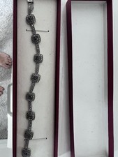 925 Sterling Silver Square Link Bracelet Silver Two tone New in Box
