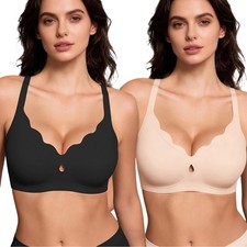 Jelly Bras for Women No Underwire Scalloped Wireless Everyday Bras