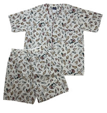 Vtg Puritan Sz L Mens Pajama SET Fish Ducks AOP S/S Shirt  Boxer Shorts NWOT