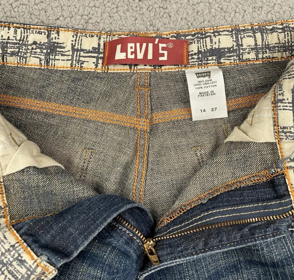 Pantalones Cortos Sueltos Levi's Juveniles Talla 14 Azul Carpintero Calce Suelto Y2K Foto 3 de 4