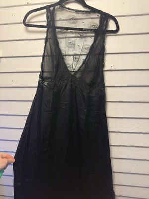 La Perla Women Black Silk V-Neck Long Sleeveless Night Dress Size 3
