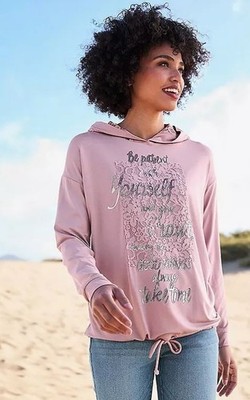 HEINE Drawstring Hoodie in Mauve UK 14 (fmn48-10)