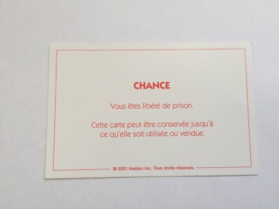 Rectangular Card Monopoly 01 Chance You Are Released From Prison Ebay