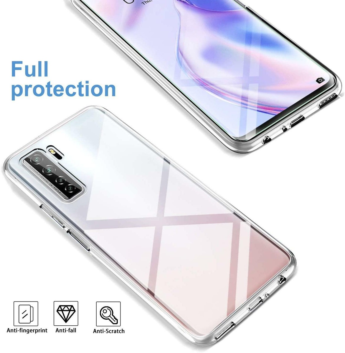 COPHONE - Cover Per Huawei P40 Lite 5G 100% Trasparente A 360 Gradi
