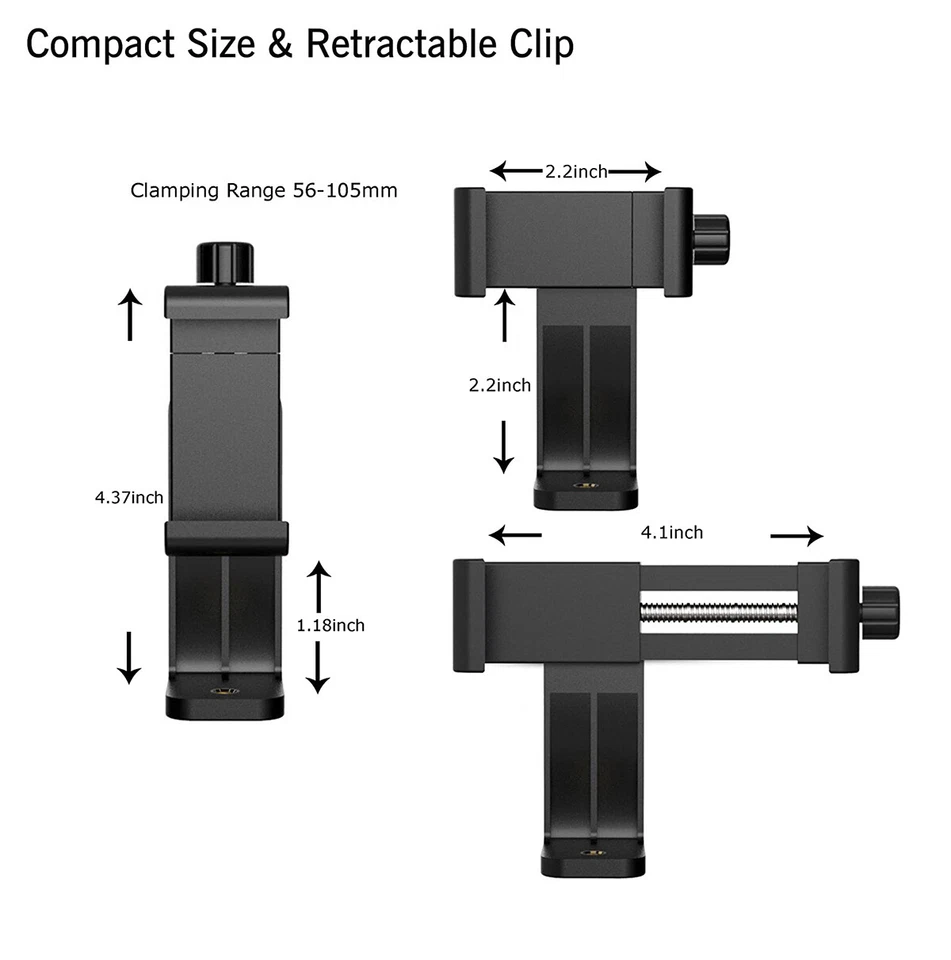 Tripod Phone Mount Holder Head 1/4”Standard Screw Adapter for Cell Phone Camera - Image 2 of 4