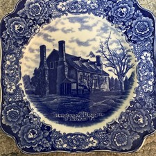 Crown Ducal George Washington Blue Plate BIRTHPLACE OF WASHINGTON W/ plate Hange