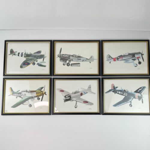 6 Avión de guerra militar de la Segunda Guerra Mundial Impresiones enmarcadas John Batchelor Time-Life Great Warbirds - Imagen 1 de 10