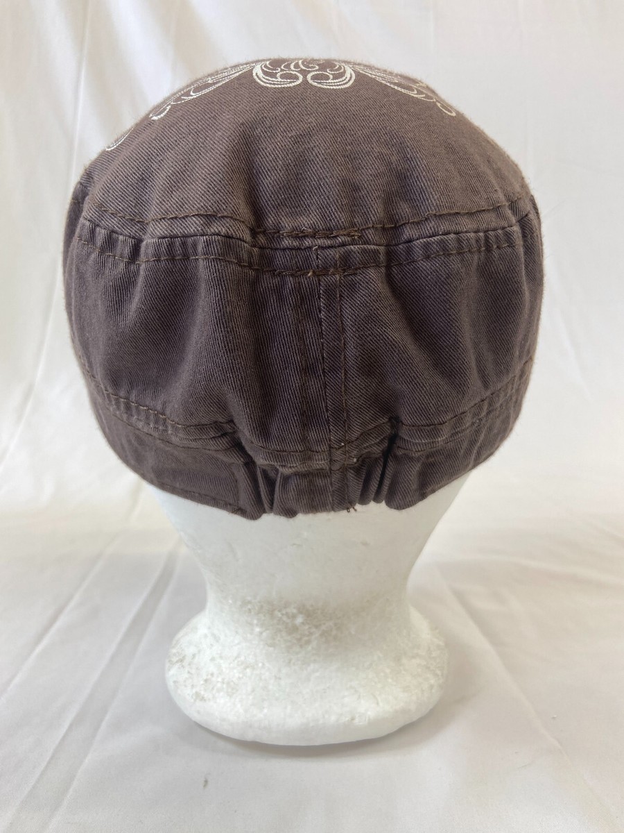 Womens Cross With Wings Cadet Cap Fitted Hat Studded Bling