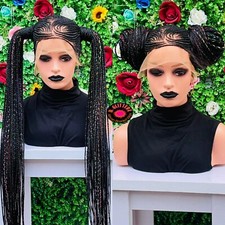 AFRICAN BRAIDED TWO PONYTAIL CONROW WIG ON FULL LACE MEDIUM SIZE 45"