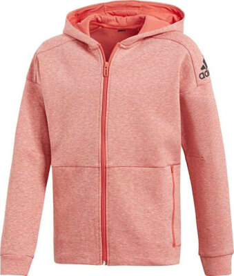 ADIDAS YG ID Stadium Hoodie H CF6720 CORAL Girls 140 (9-10) NEW with TAGS!