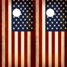 Rustic American Flag Cornhole Board Adhesive Vinyl Wraps - Set of 2