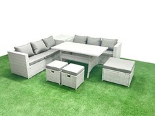 Fimous Rattan Garden Furniture Set 6-9 Seater Outdoor Sofa Set Light Grey Mixed