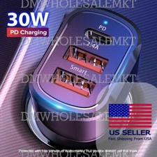 3 Port USB Phone Car Charger Adapter LED Display QC Fast Charging Accessories