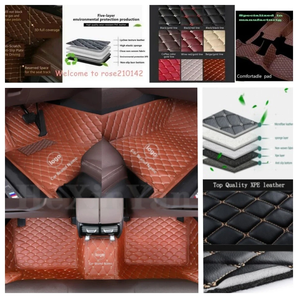 New For BMW M5 2018-2021 Car Floor Mats Luxury Foot Pads Leather Carpets Liners - Image 3 of 4